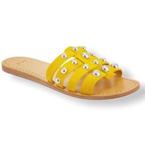 Marc Fisher PAVA Women's Slide Studded Flats Sandals Slip-On Yellow Size 6